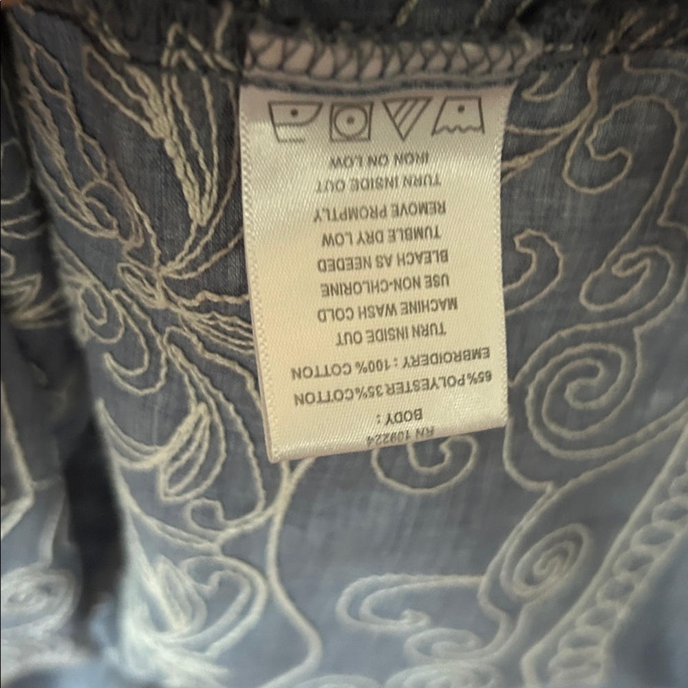 Blue and White Embroidered Blouse - Picture 6 of 6